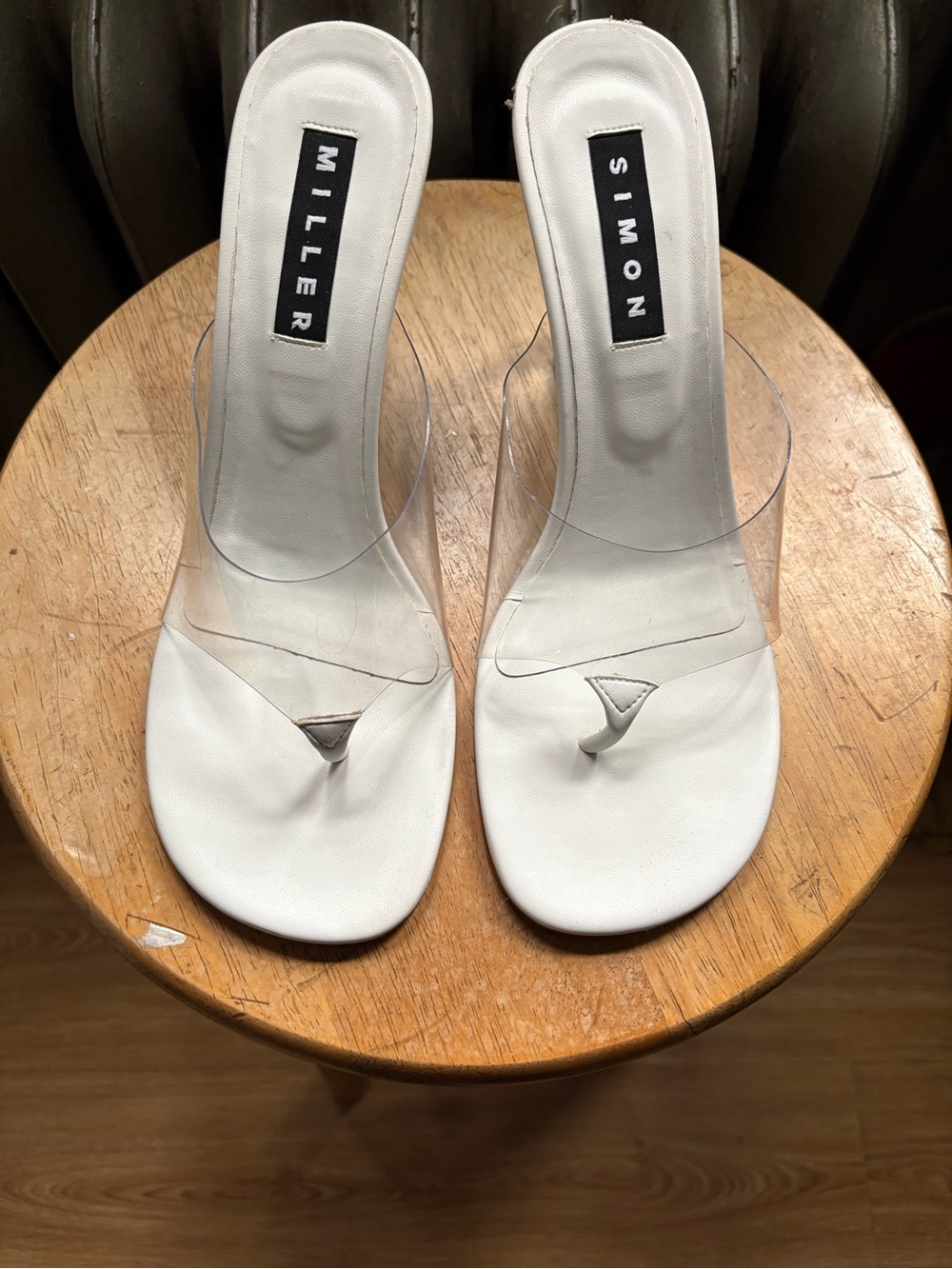 Simon Miller White Slide Sandals with Clear Straps